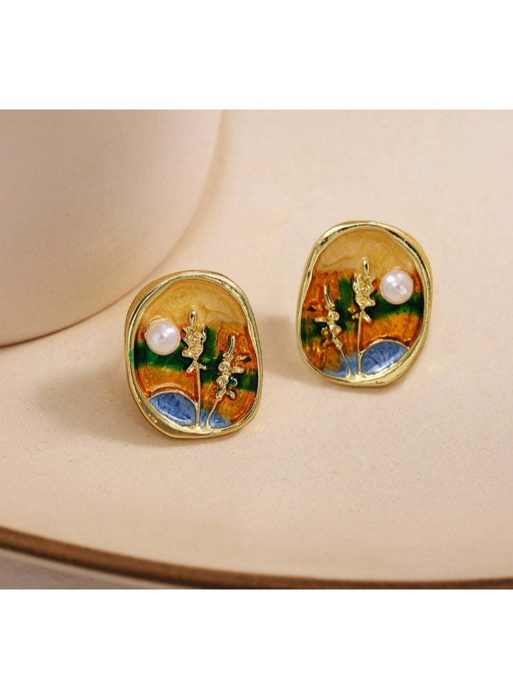 لاتين زوج واحد من الأقراط المزينة برسومات فنية، هدية مثالية للنساء والفتيات - Image 1